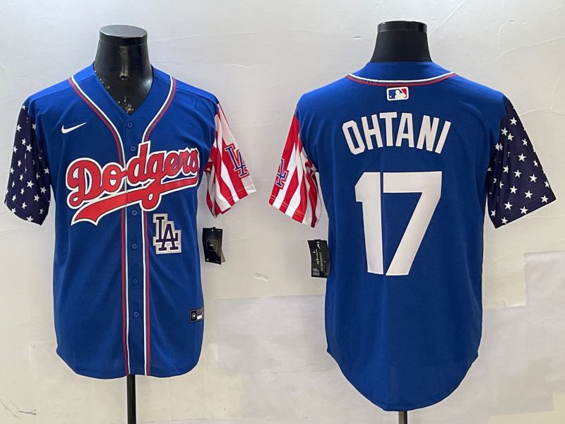Men Los Angeles Dodgers #17 Ohtani Blue a generation of national flags Joint name 2025 Nike MLB Jersey style 11->los angeles dodgers->MLB Jersey
